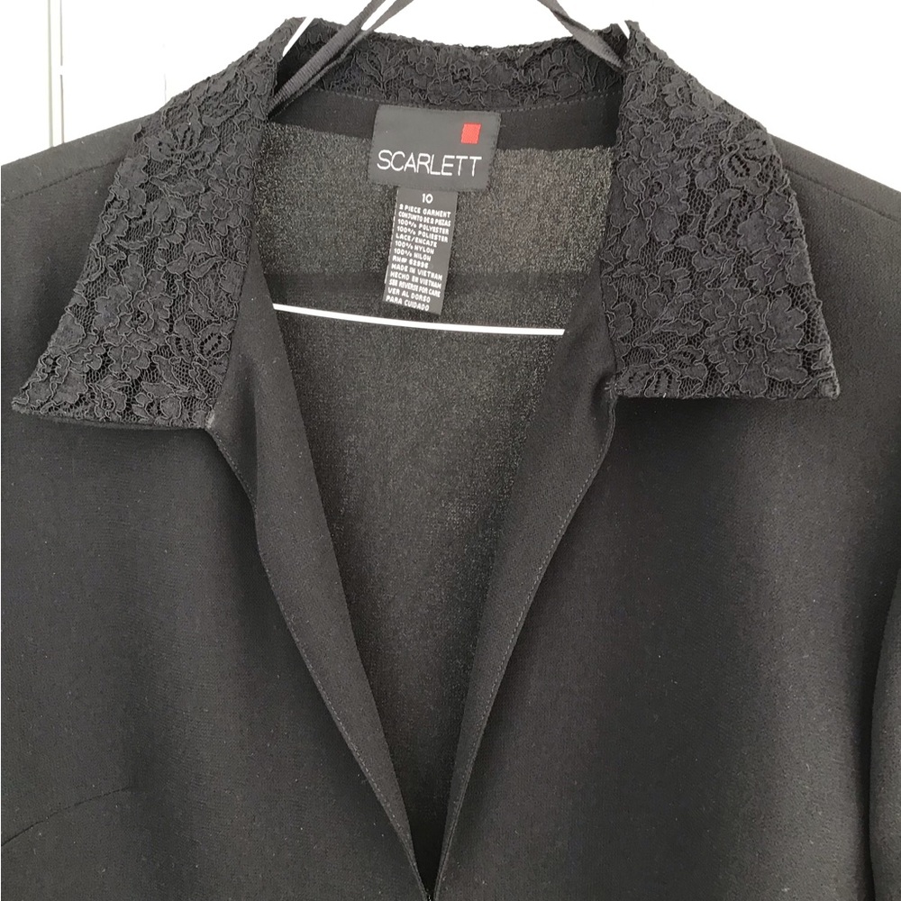 Scarlett black blouse size 10 lace cuffs lace collars women top dressy - Picture 9 of 10